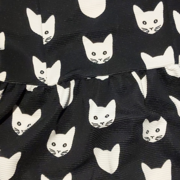 (H&M) Black Cat Mini Skater Dress - Picture 3 of 5